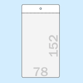 Display pockets for energy label, 78 x 152 mm, hanging edge with round hole 