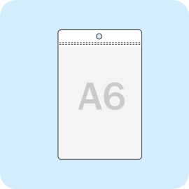 Display pockets for A6 vertical format, with round hole 