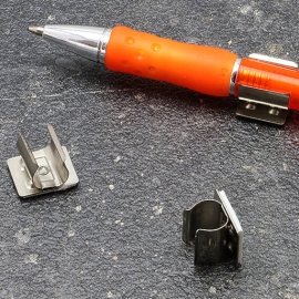 Pen holders, made of metal, self-adhesive, nickel-plated 