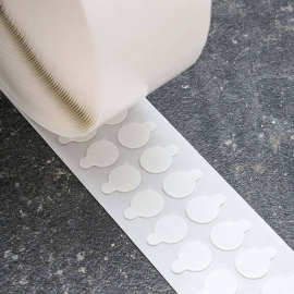 Double sided adhesive discs, acrylic foam, 0,5 mm thick, permanent/permanent 15 mm | 1,000 pieces