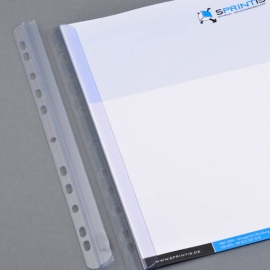 Slide binders A4, transparent, 3-4 mm, with filing strip 