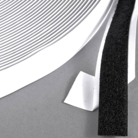 Hook and loop fasteners tape, self-adhesive, loop (roll with 25 m) 16 mm | black