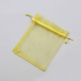 Organza bags with satin ribbon-drawstring gold | 100 x 120 mm