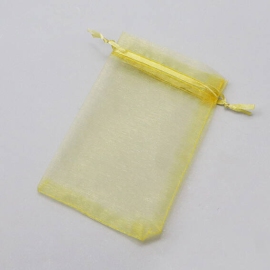 Organza bags with satin ribbon-drawstring gold | 100 x 150 mm
