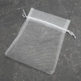 Organza bags with satin ribbon-drawstring white | 150 x 200 mm