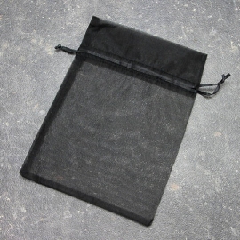 Organza bags with satin ribbon-drawstring black | 150 x 200 mm