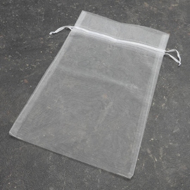 Organza bags with satin ribbon-drawstring white | 200 x 300 mm