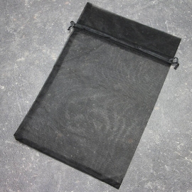 Organza bags with satin ribbon-drawstring black | 200 x 300 mm