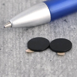 Disc magnets neodymium, self-adhesive, black 10 mm x 1 mm, N35 