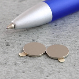 Disc magnets neodymium, self-adhesive, 10 mm x 1 mm, N35 