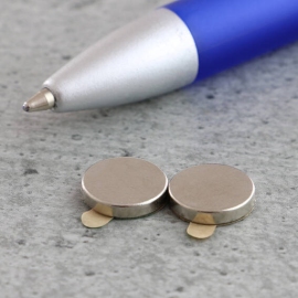 Disc magnets neodymium, self-adhesive, 10 mm x 2 mm, N35 
