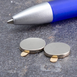 Disc magnets neodymium, self-adhesive, 12 mm x 1.5 mm, N35 