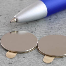 Disc magnets neodymium, self-adhesive, 20 mm x 1 mm, N35 