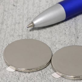Disc magnets neodymium, self-adhesive, 25 mm x 2 mm, N35 