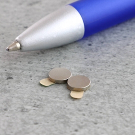 Magnetic discs neodymium, self-adhesive, 6 mm x 1 mm, N35 