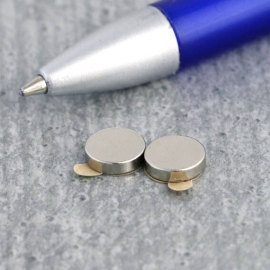 Disc magnets neodymium, self-adhesive, 8 mm x 2 mm, N35 