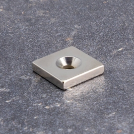 Block magnets neodymium with countersunk borehole 20 x 20 mm