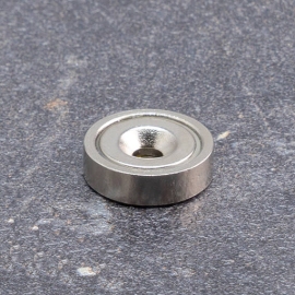 Pot magnet with countersunk borehole, neodymium 16 mm | 38SH
