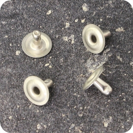 Double tubular rivets, lower part, open, type A, 9.5 mm head diameter 