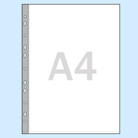 Sheet protectors A4, 11-on-1 hole, PP foil 55 micron grained 