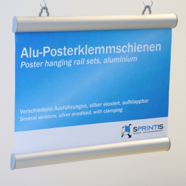 Poster hanging rail sets, aluminium with clamping 