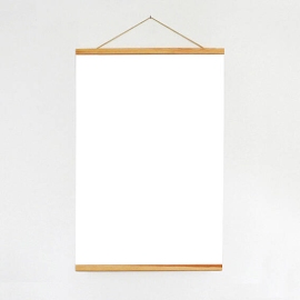 Wooden poster hangers, with suspension cord and magnetic fastening 600 mm | nature