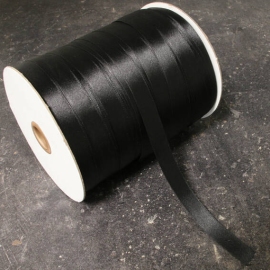 Satin Ribbon, 15 mm, black (300 m per roll) 