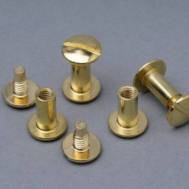 Binding screws, brass-plated 10 mm | sleeve nut with smooth head, screw with slotted head