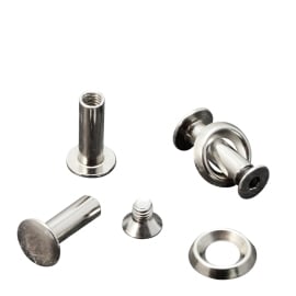 Binding screws with rosette disc, 15 mm, nickel-plated 