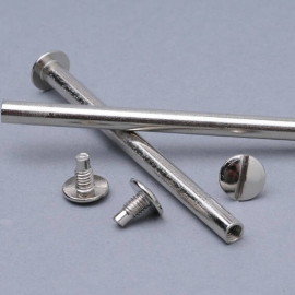 Binding screws, nickel-plated 150 mm | sleeve nut with smooth head, screw with slotted head