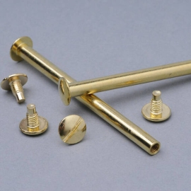 Binding screws, brass-plated 150 mm | sleeve nut with smooth head, screw with slotted head