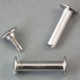 Binding screws, nickel-plated 17 mm | sleeve nut with smooth head, screw with slotted head