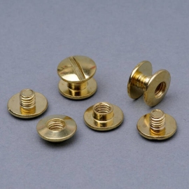 Binding screws, brass-plated 2 mm | sleeve nut with hole, screw with slotted head