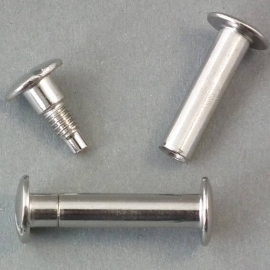 Binding screws, nickel-plated 24 mm | sleeve nut with smooth head, screw with slotted head