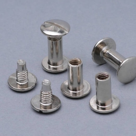 Binding screws, nickel-plated 35 mm | sleeve nut with smooth head, screw with slotted head