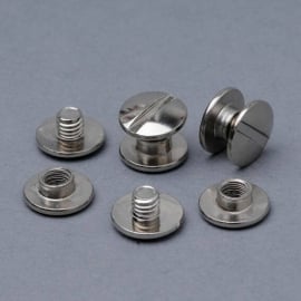 Binding screws, nickel-plated 3.5 mm | sleeve nut with hole, screw with slotted head
