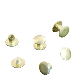 Binding screws, brass-plated 5 mm | sleeve nut with smooth head, screw with slotted head