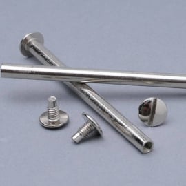 Binding screws, nickel-plated 70 mm | sleeve nut with smooth head, screw with slotted head