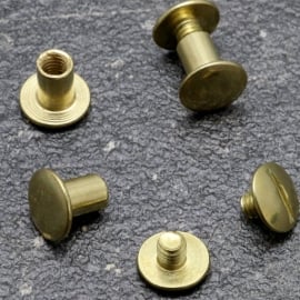 Binding screws, brass-plated 9 mm | sleeve nut with smooth head, screw with slotted head