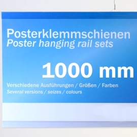 Poster hanging rail sets, rigid-PVC 1000 mm | transparent | 2 hangers
