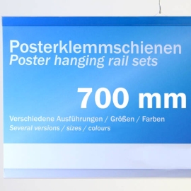 Poster hanging rail sets, rigid-PVC 700 mm | transparent | 2 hangers