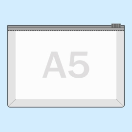 Zip-Pouch for inserts A5, long edge open, transparent 