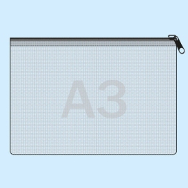 Mesh bag for inserts A3, long edge open, transparent 
