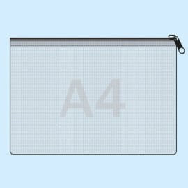 Mesh bag for inserts A4, long edge open, transparent 