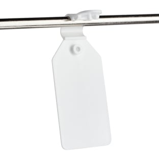 Swinging price clip for pegboard hooks 