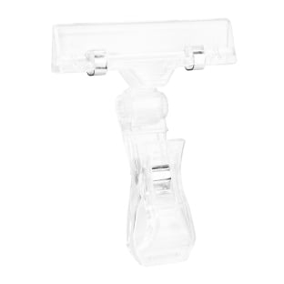 Price holder with big clamp and price tag holder, with angle adjustment, transparent 