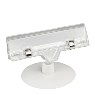 Sign-clip with price tag holder and self-adhesive plate (ø 55 mm), transparent 