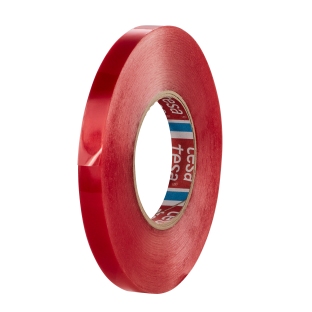 Double-sided adhesive PET tape, strong acrylic adhesive on one side, red foil cover, TLM21 15 mm