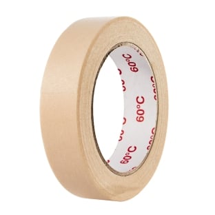 Masking tape white, 25 mm, flat crepe, heat resistant up to 60°C 
