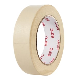 Masking tape white, 30 mm, flat crepe, heat resistant up to 60°C 